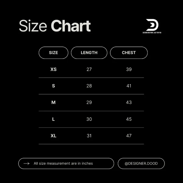 Size Chart - Oversized T-Shirt